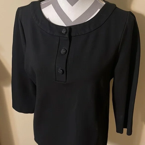Black Talbots Knit Top w/ black Jeweled Buttons Size Medium - Picture 1 of 6